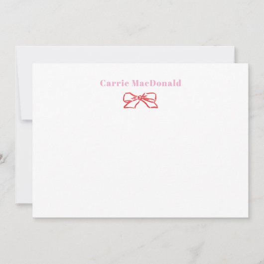 Rode Roze Aquarel Strikken Persoonlijke Briefpapie Notitiekaartje (Voorkant)