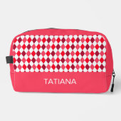 Rode & Roze Argyle Diamant Patroon Toilettasje (Voorkant)