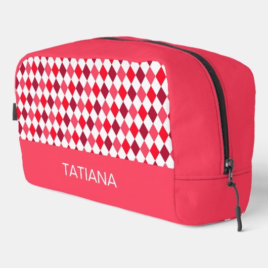 Rode & Roze Argyle Diamant Patroon Toilettasje (Rechterhoek)