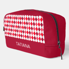 Rode & Roze Argyle Diamant Patroon Toilettasje