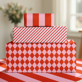 Rode Roze Argyle Inpakpapier