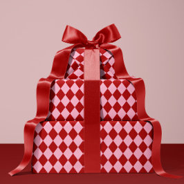 Rode & Roze Argyle Kerst Inpakpapier