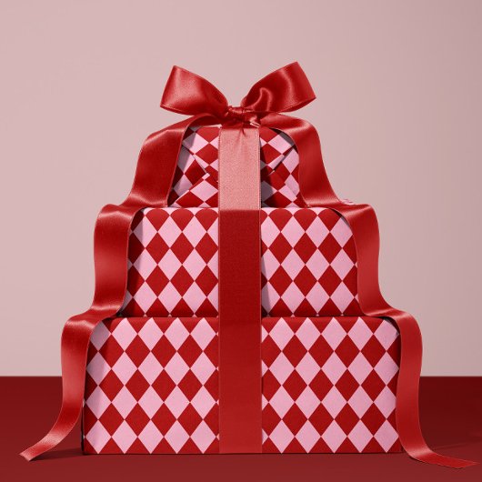 Rode & Roze Argyle Kerst Inpakpapier
