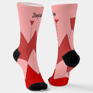 Rode Roze Art Deco Design Soksokken Sokken