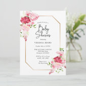 Rode Roze Baby Shower Uitnodiging (Staand voorkant)