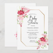 Rode Roze Baby Shower Uitnodiging (Voorkant / Achterkant)