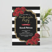 Rode roze bachelorette: zwarte gouden gouden goude kaart (Staand voorkant)