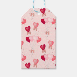 Rode, Roze Ballonnen, Gelukkig Valentijnsdag Scrip Cadeaulabel