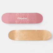 Rode Roze Batik en Blauwe Aquarel Naam Persoonlijk Skateboard (Horizontaal)