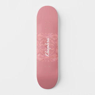 Rode Roze Batik en Blauwe Aquarel Naam Persoonlijk Skateboard