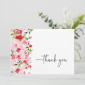 Rode Roze bedankkaart (Staand voorkant)