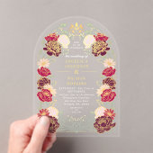 Rode Roze Betoverde Bloementuin Trouwboog Acryl Uitnodigingen (Insitu (Draagbaar))