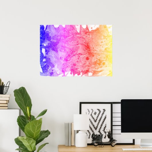 Rode roze blauwe Paarse geel moderne Abstracte kun Poster (Thuiskantoor)