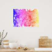 Rode roze blauwe Paarse geel moderne Abstracte kun Poster (Keuken)