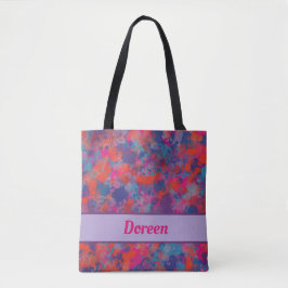 Rode roze blauwe Paarse moderne kleurrijke druppel Tote Bag