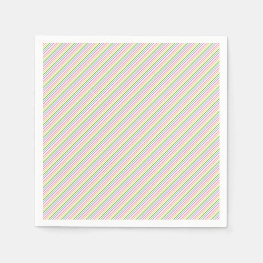 Rode roze blauwe Paarse witte strepen blanco Servet (Voorkant)