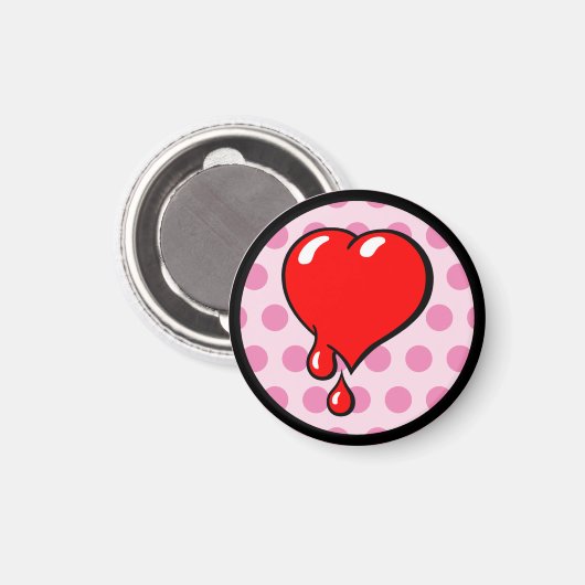  rode roze bloeding Heart Liberal Pop Art Magneet (Voorkant / Achterkant)