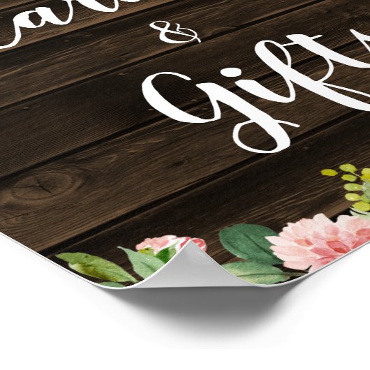 Rode Roze Bloem Slinger Licht Kaarten & Cadeaus Poster (Hoek)