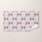 Rode Roze Bloem Stalk Patroon Design Handdoek (Handdoek)
