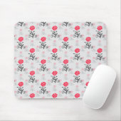 Rode Roze Bloem Stalk Patroon Design Muismat (Met muis)