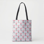 Rode Roze Bloem Stalk Patroon Design Tote Bag (Voorkant)
