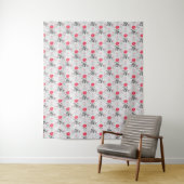 Rode Roze Bloem Stalk Patroon Design Wandkleed (In situ)