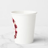 Rode Roze Bloemen 90ste Verjaardag Gepersonaliseer Papieren Bekers (Links)