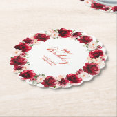 Rode Roze Bloemen 90ste Verjaardagsfeest Gepersona Kartonnen Onderzetters (Gekanteld)