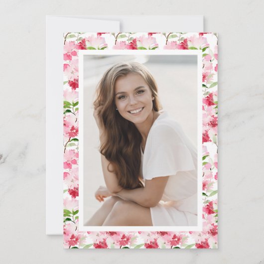 Rode Roze Bloemen Afstudeerfeest Kaart (Achterkant)