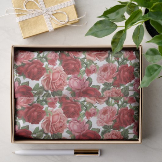 Rode & Roze Bloemen Bloemen Bloemweefsel Papier (Geschenk)