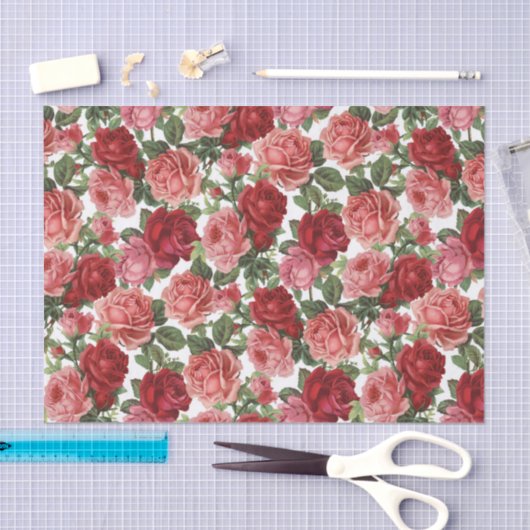Rode & Roze Bloemen Bloemen Bloemweefsel Papier (Craft)