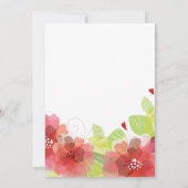 Rode, roze bloemen bloemenbruidsparen douche kaart (Achterkant)