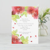 Rode & roze bloemen bloemenrepetitie diner kaart (Staand voorkant)