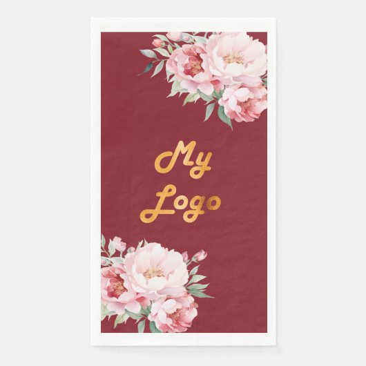 Rode roze bloemen business logo servet (Voorkant)