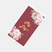 Rode roze bloemen business logo servet (Hoek)