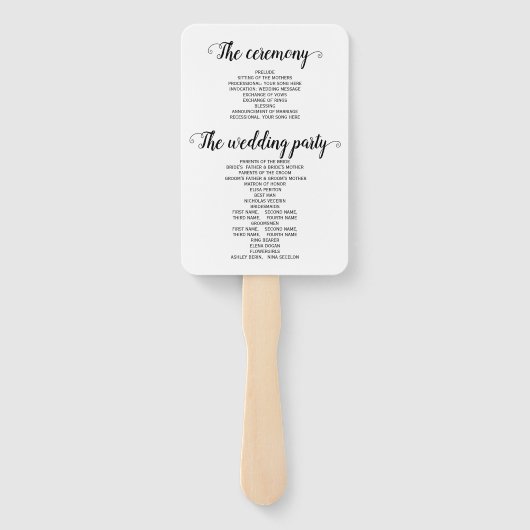 Rode, roze bloemen cursief script bruiloft program handwaaier (Achterkant)