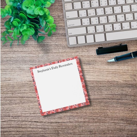 Rode Roze Bloemen Dagelijkse Herinnering Sticky Post-it® Notes