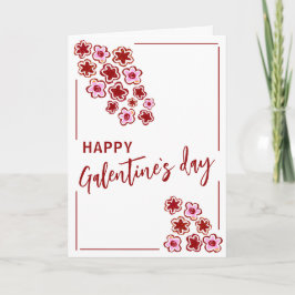 Rode Roze Bloemen Galentine`s Dag Vrienden Feestdagen Kaart