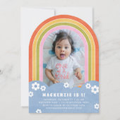 Rode Roze Bloemen Rainbow Kinderen Verjaardagsuitn Kaart (Voorkant)