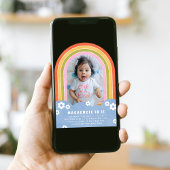 Rode Roze Bloemen Rainbow Kinderen Verjaardagsuitn Kaart