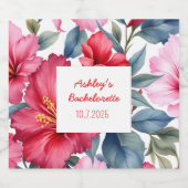 Rode Roze Bloemen Vrijgezellenfeest Tropisch  Sparkling Wijnetiket (Enkel label)