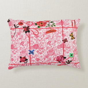 rode roze bloemen Waterverf vlinder Accent Kussen