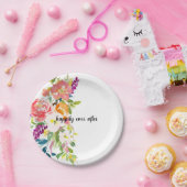 Rode Roze Bloemige Bruiloft Papieren Bordje (Feest)