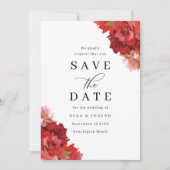 Rode & Roze Bloemige Bruiloft Save The Date (Voorkant)