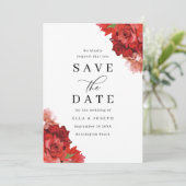 Rode & Roze Bloemige Bruiloft Save The Date (Staand voorkant)