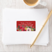 Rode roze bloemige Chinese bruiloft retouradres Etiket (Insitu)