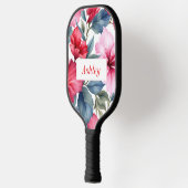 Rode Roze Bloemige Waterverf Elegant Pickleball Paddle (Links)