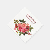 Rode Roze Bloemrijke Roos Afstuderen Servet (Hoek)
