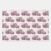 Rode & Roze Boerderij Vrachtwagen Kerstvakantie Inpakpapier Vel (Voorkant 3)