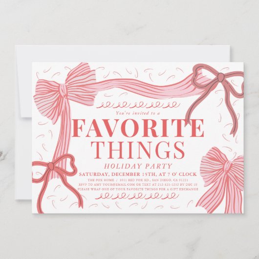 Rode & Roze Bogen Favoriete Dingen Vakantie Party Kaart (Voorkant)